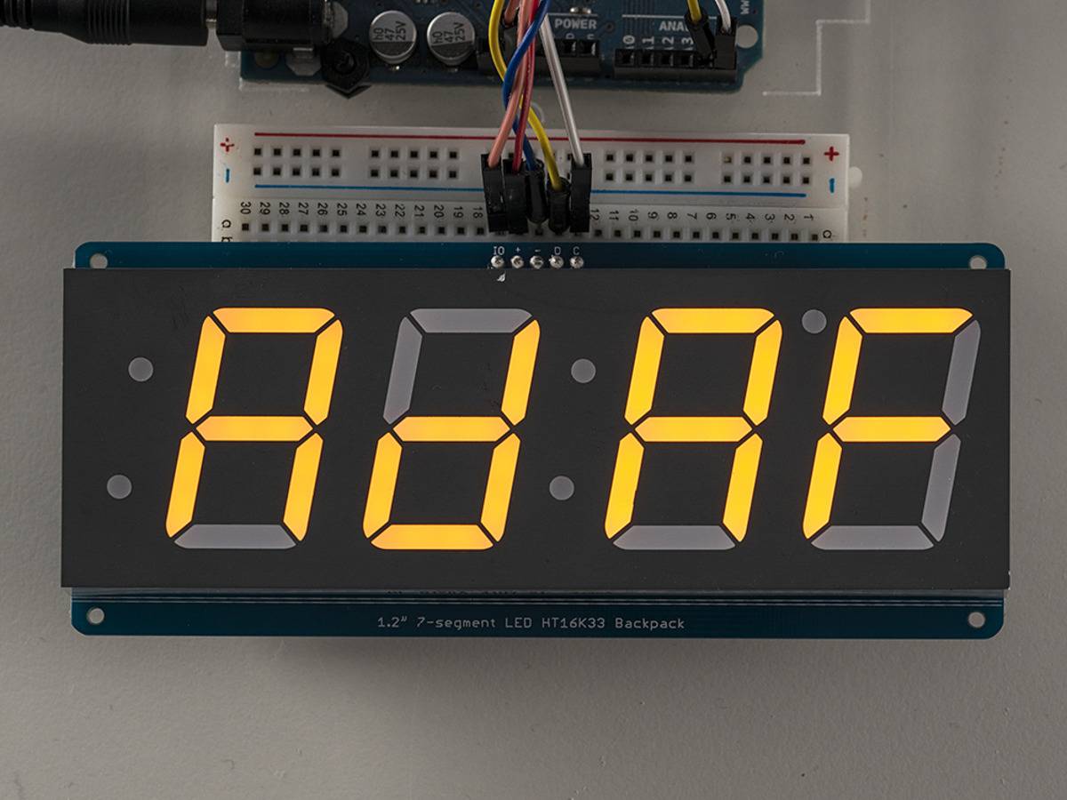 Adafruit 1.2inch 4-Digit 7-Segment Display with I2C Backpack Yellow for Arduino
