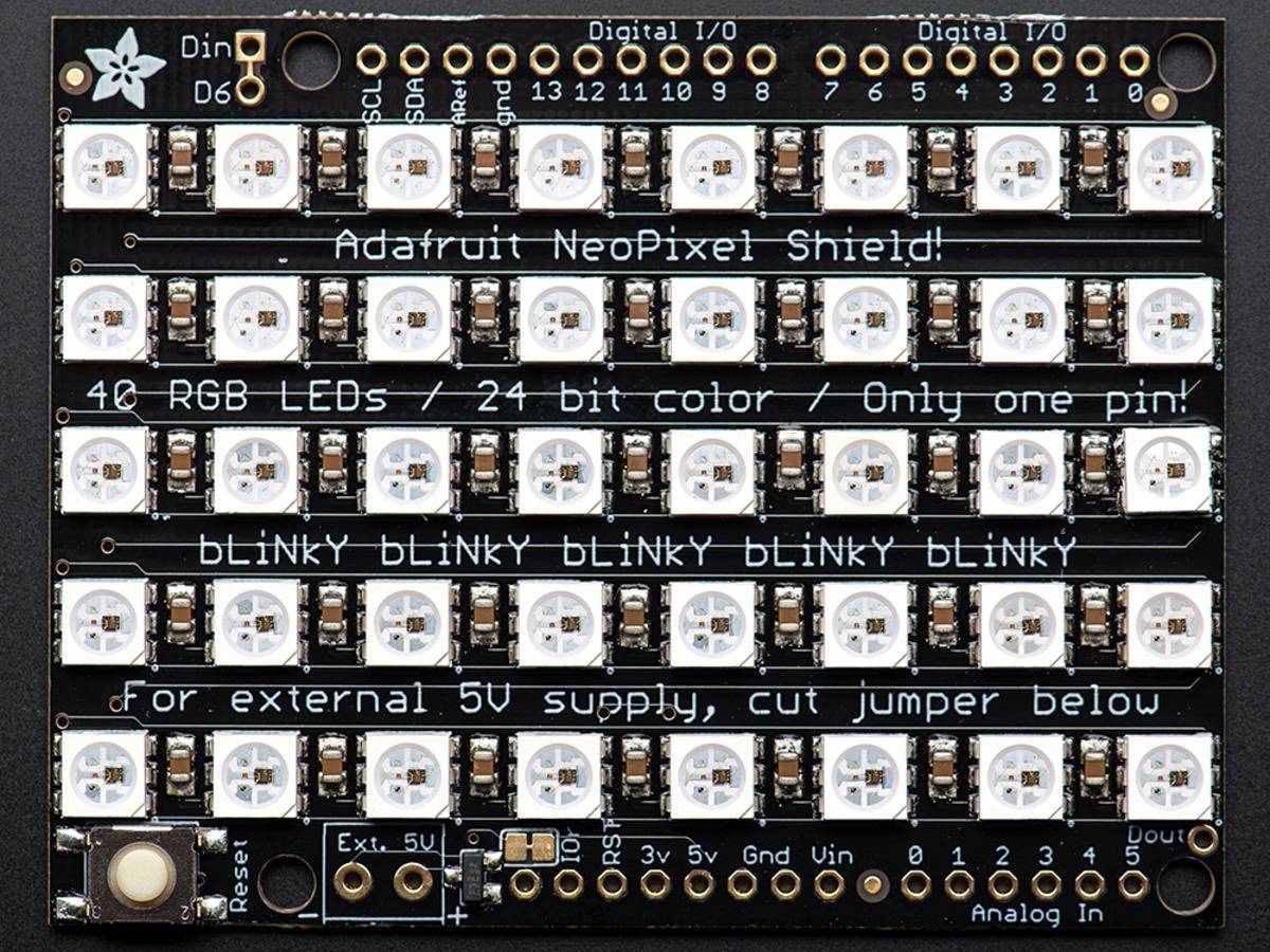 Adafruit NeoPixel Shield for Arduino - 40 RGB LED Pixel Matrix