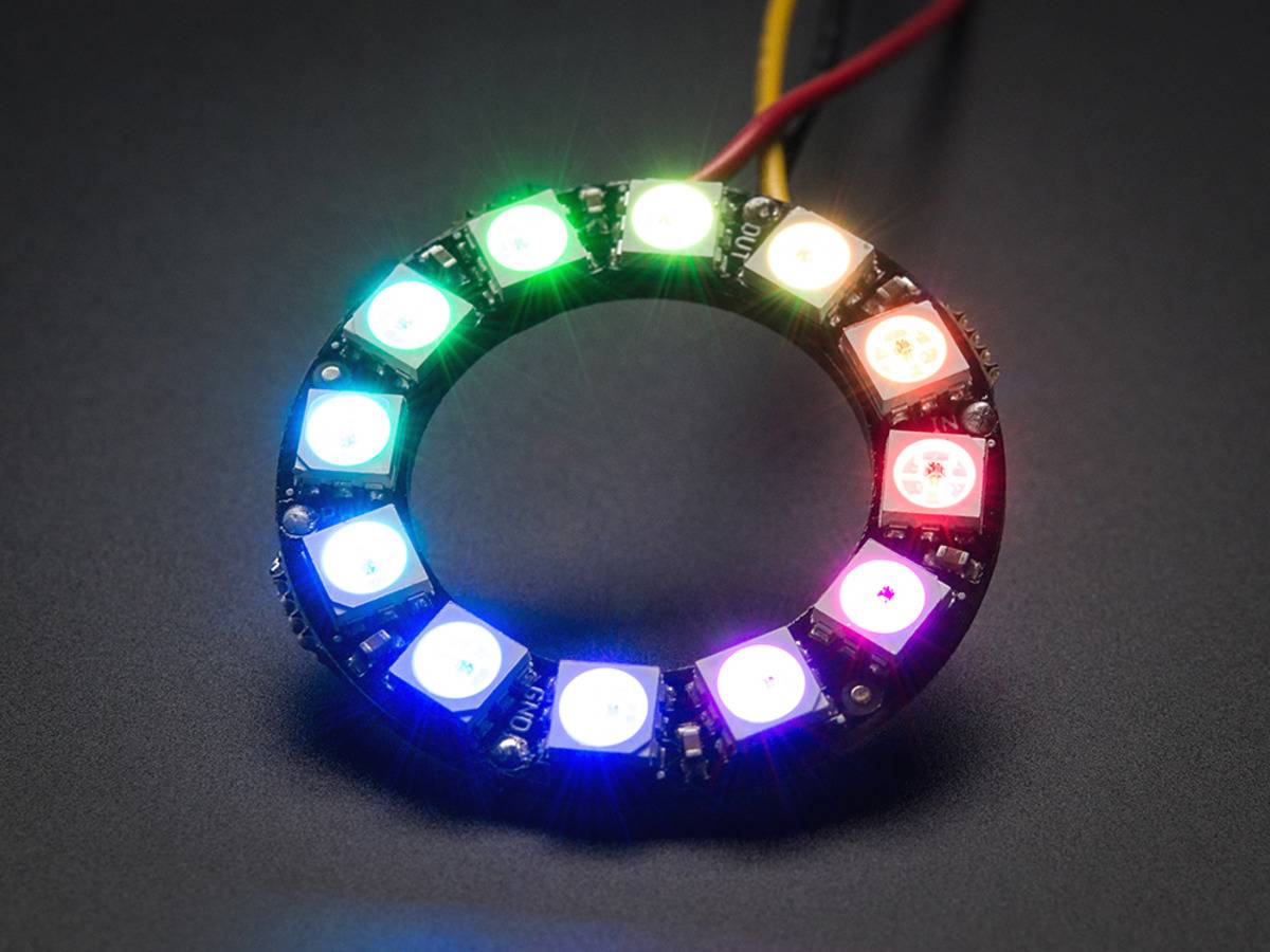Adafruit NeoPixel Ring - 12 x 5050 RGB LED with Integrated Drivers 1643