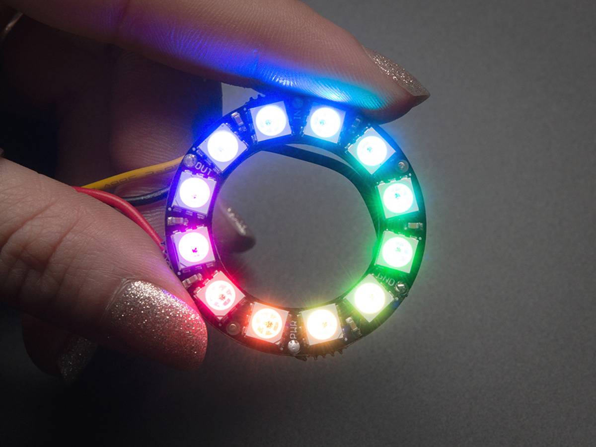 Adafruit NeoPixel Ring - 12 x 5050 RGB LED with Integrated Drivers 1643