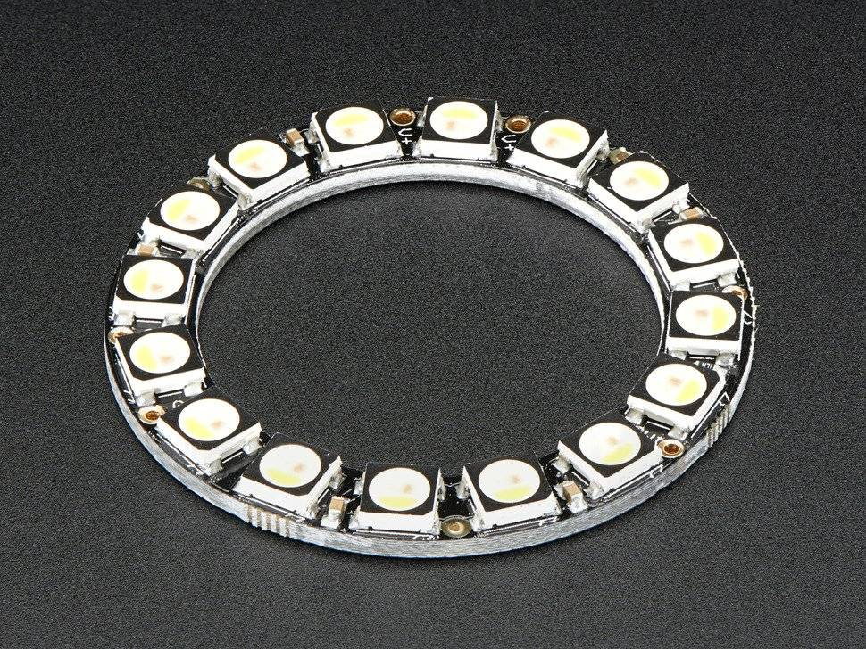 Adafruit NeoPixel Ring 16x 5050 RGBW LEDs Integrated Drivers Warm White ~3000K
