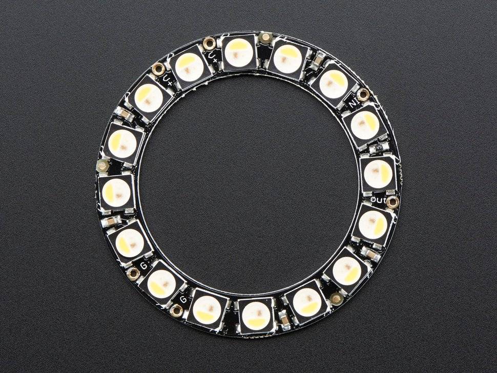 Adafruit NeoPixel Ring 16x 5050 RGBW LEDs Integrated Drivers Warm White ~3000K