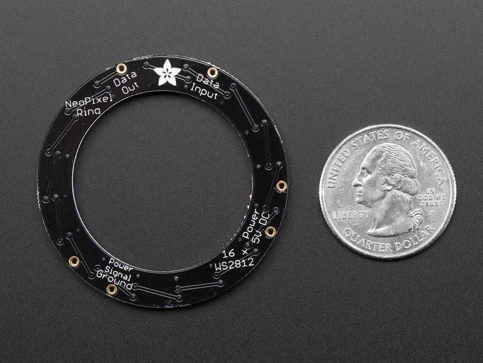 Adafruit NeoPixel Ring 16x 5050 RGBW LEDs Integrated Drivers Warm White ~3000K