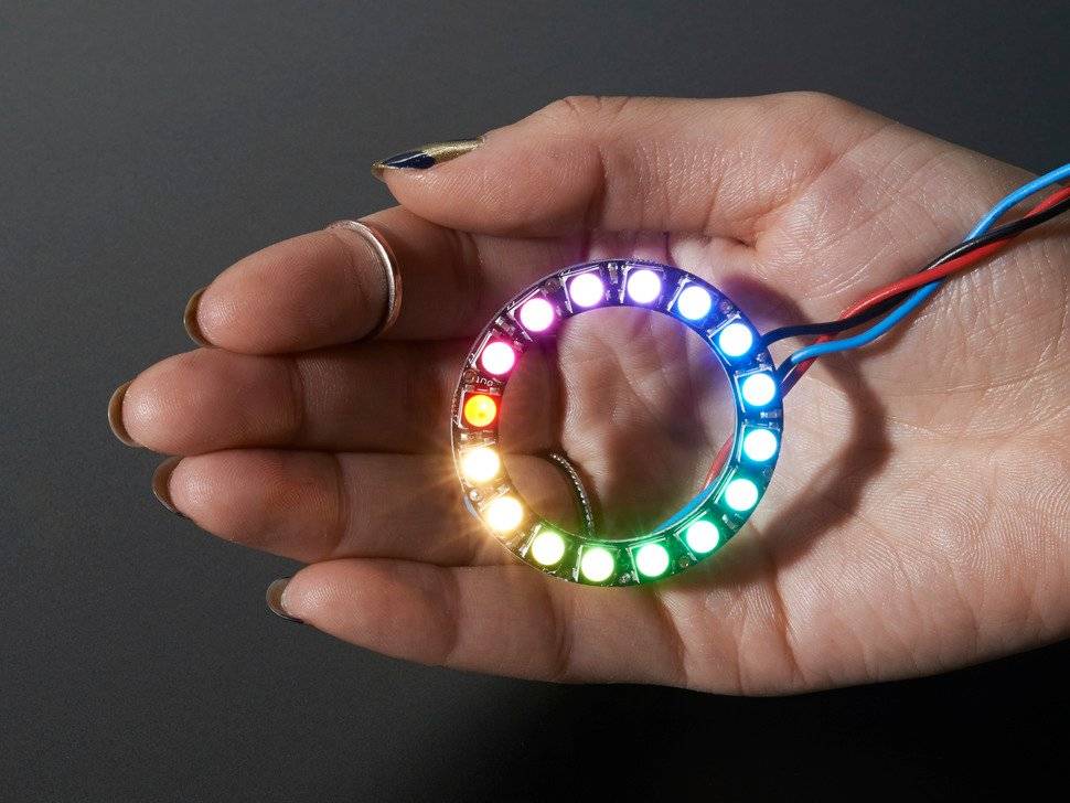 Adafruit NeoPixel Ring 16x 5050 RGBW LEDs Integrated Drivers Warm White ~3000K