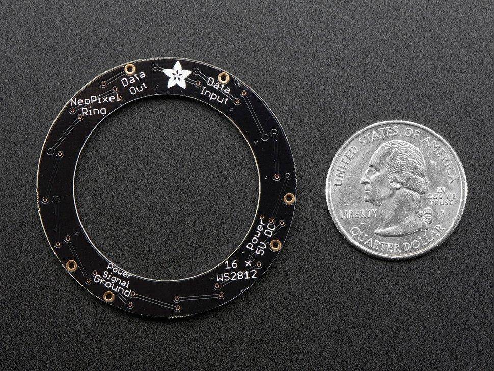 Adafruit NeoPixel Ring - 16 x 5050 RGBW LEDs mit integrierten Treibern, Kaltweiß