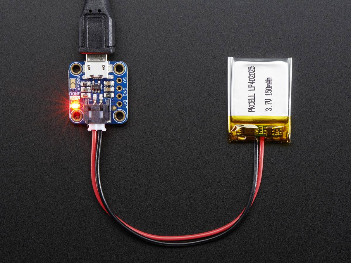 Adafruit Micro Lipo with MicroUSB Jack - USB LiIon/LiPoly Charger - v1
