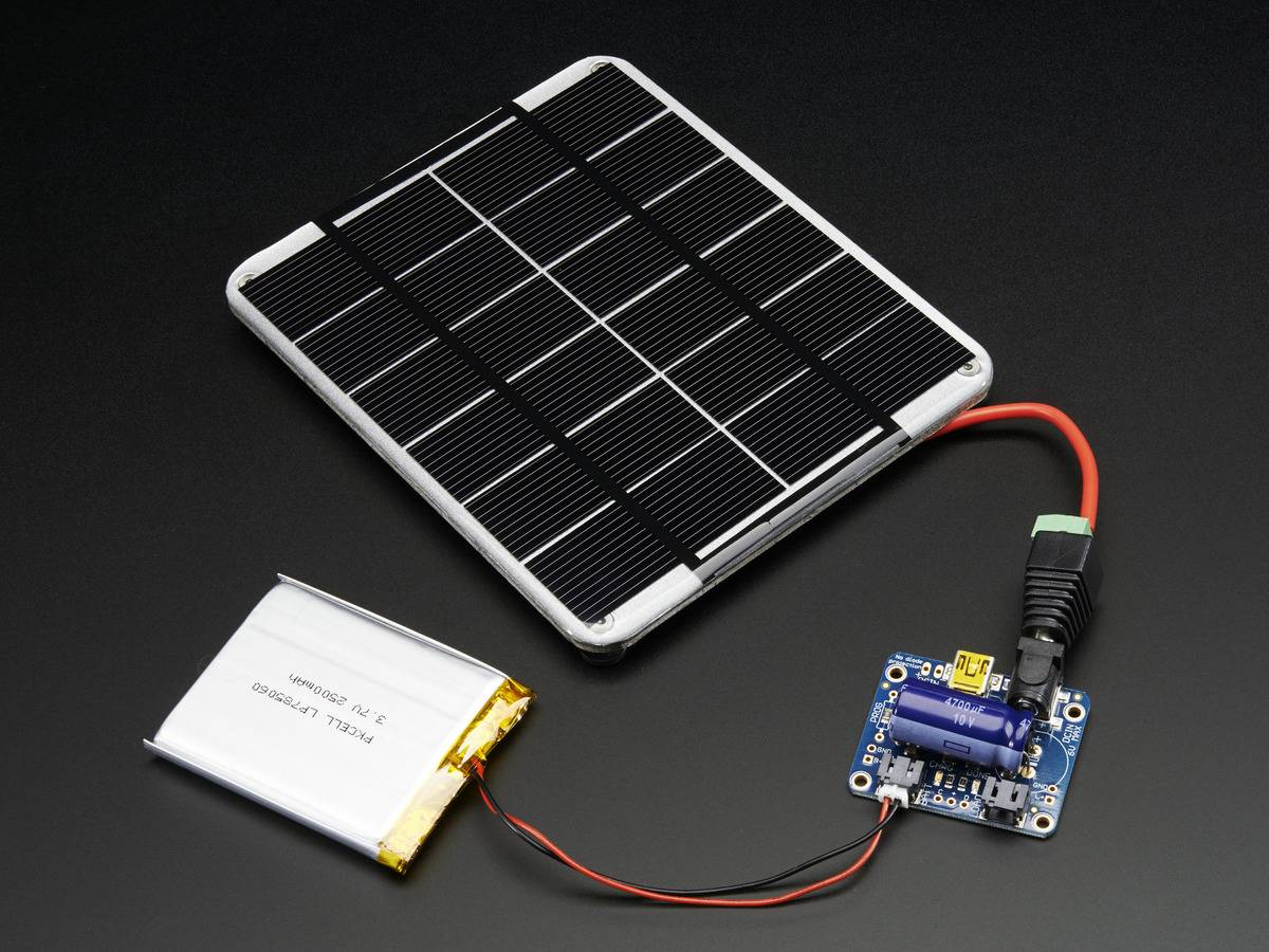 Adafruit USB DC Solar Lithium Ion Polymer charger
