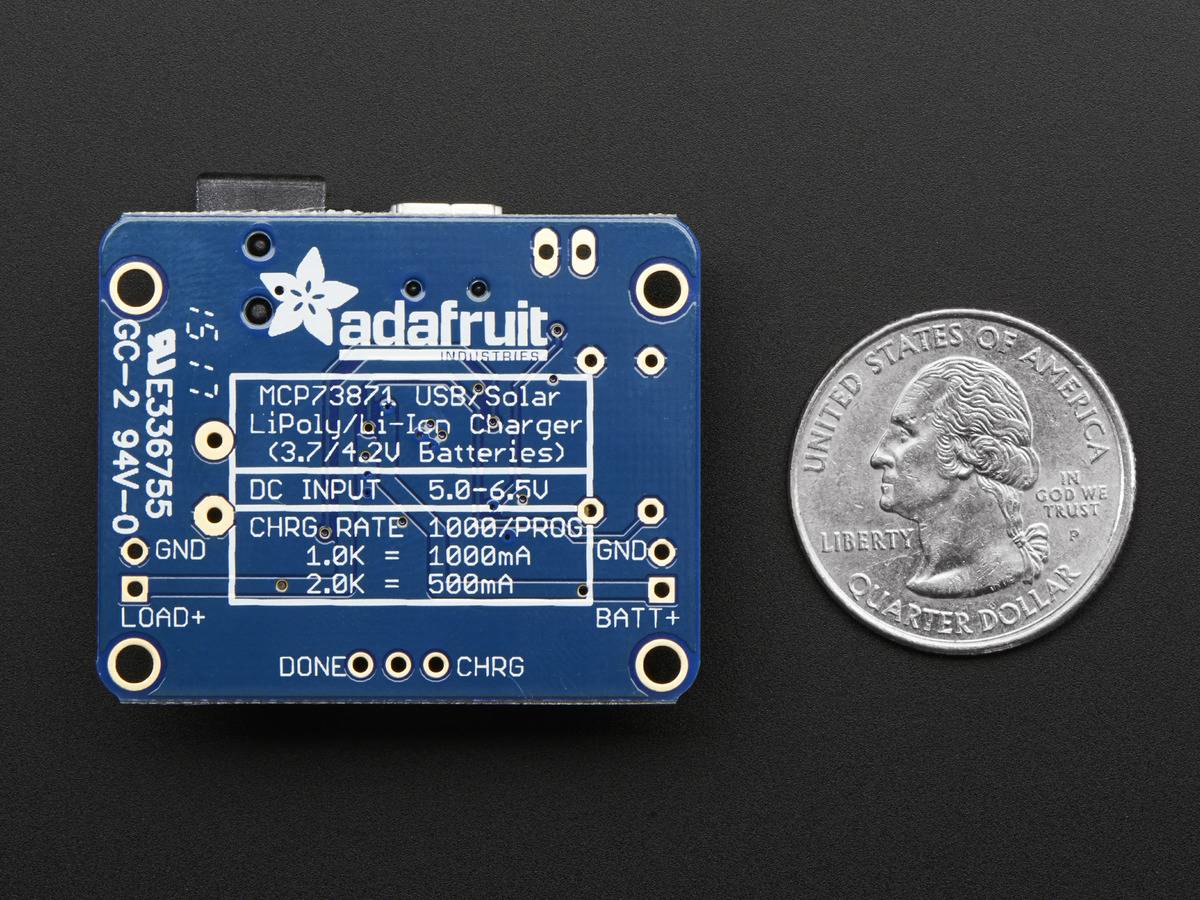 Adafruit USB DC Solar Lithium Ion Polymer charger