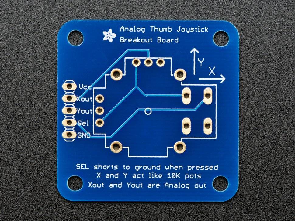 Adafruit Analog 2-axis Thumb Joystick Breakout Board with Select Button 512