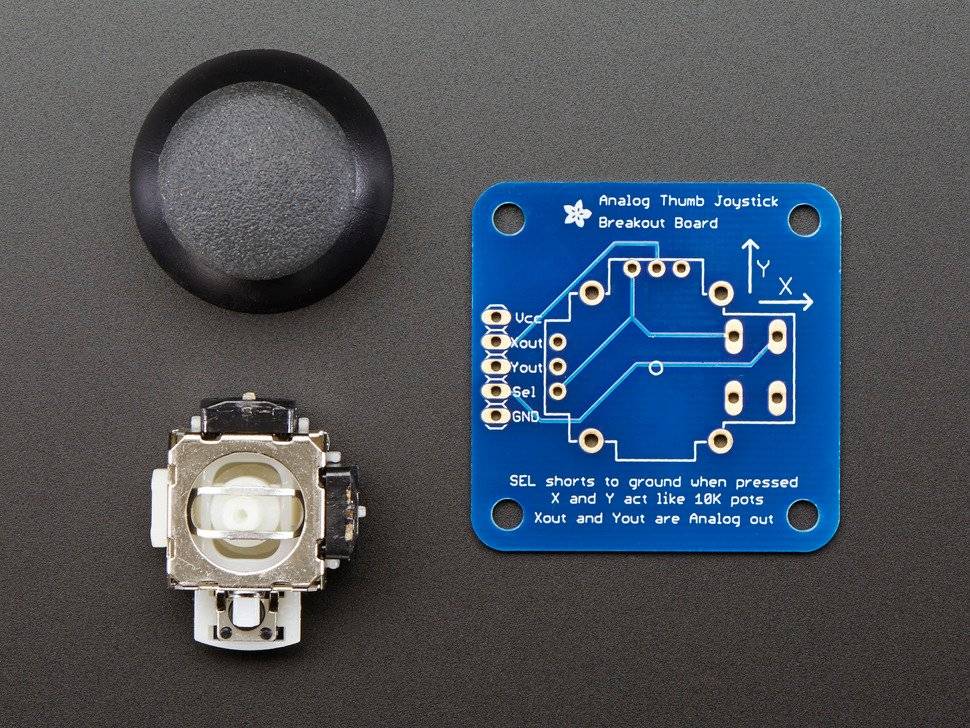 Adafruit Analog 2-axis Thumb Joystick Breakout Board with Select Button 512