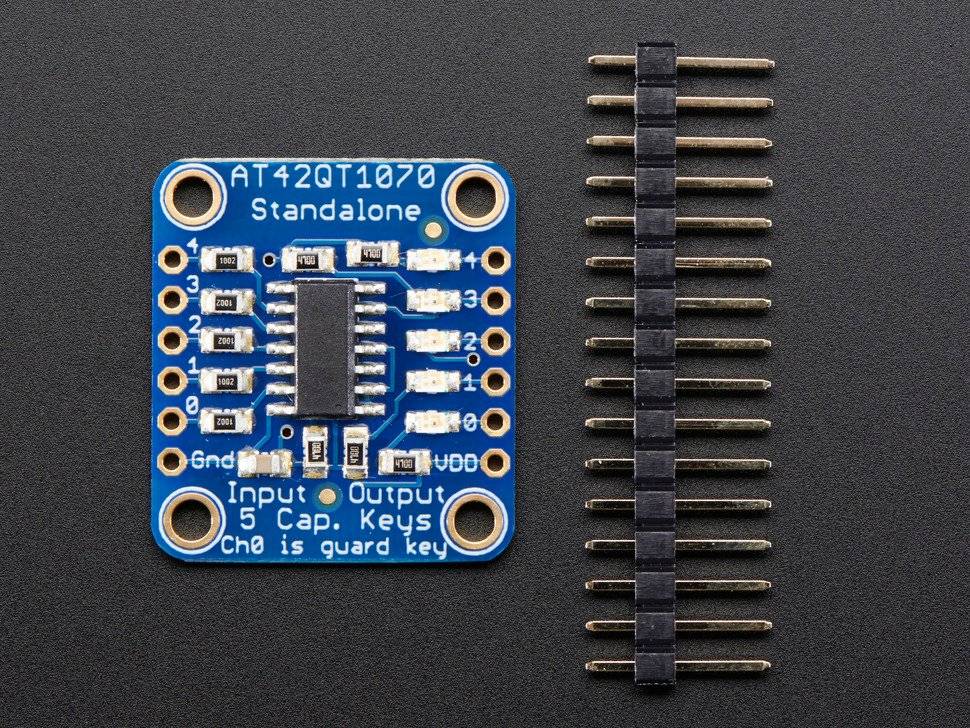 Adafruit Standalone 5-Pad Capacitive Touch Sensor Breakout AT42QT1070