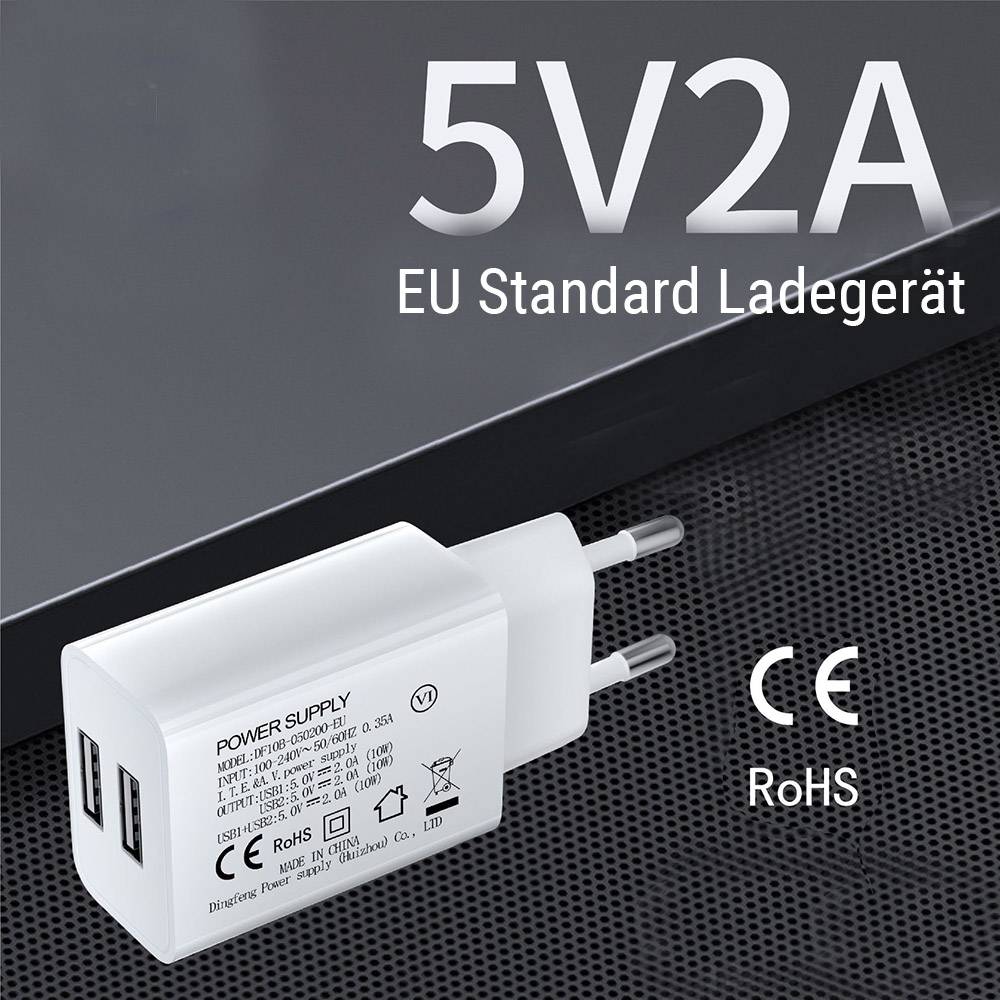 5-Zoll Ventilatorkopf Ventilator 360° Rotation Fan, mit Dual USB Charger Ladegerät Adapter&1,5m USB Verlängerungskabel