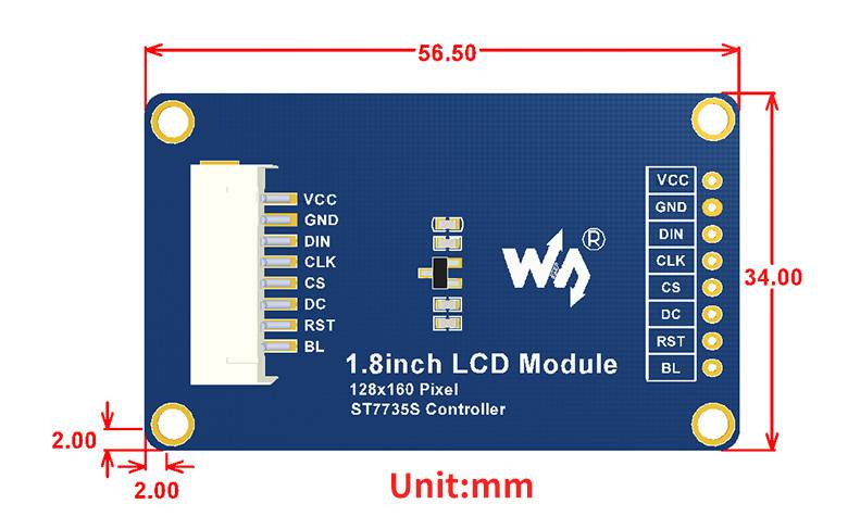 Waveshare 1,8inch 128x160 General LCD Display Module SPI interface