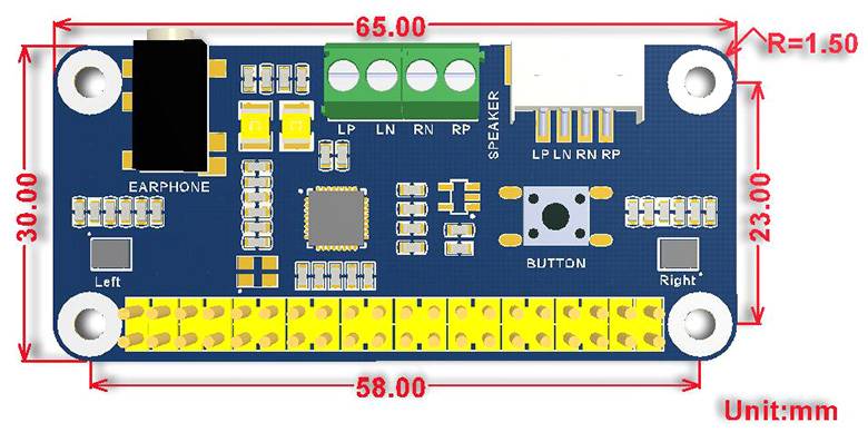 WaveShare WM8960 Hi-Fi Sound Card HAT for Raspberry Pi, Stereo CODEC, Play/Record