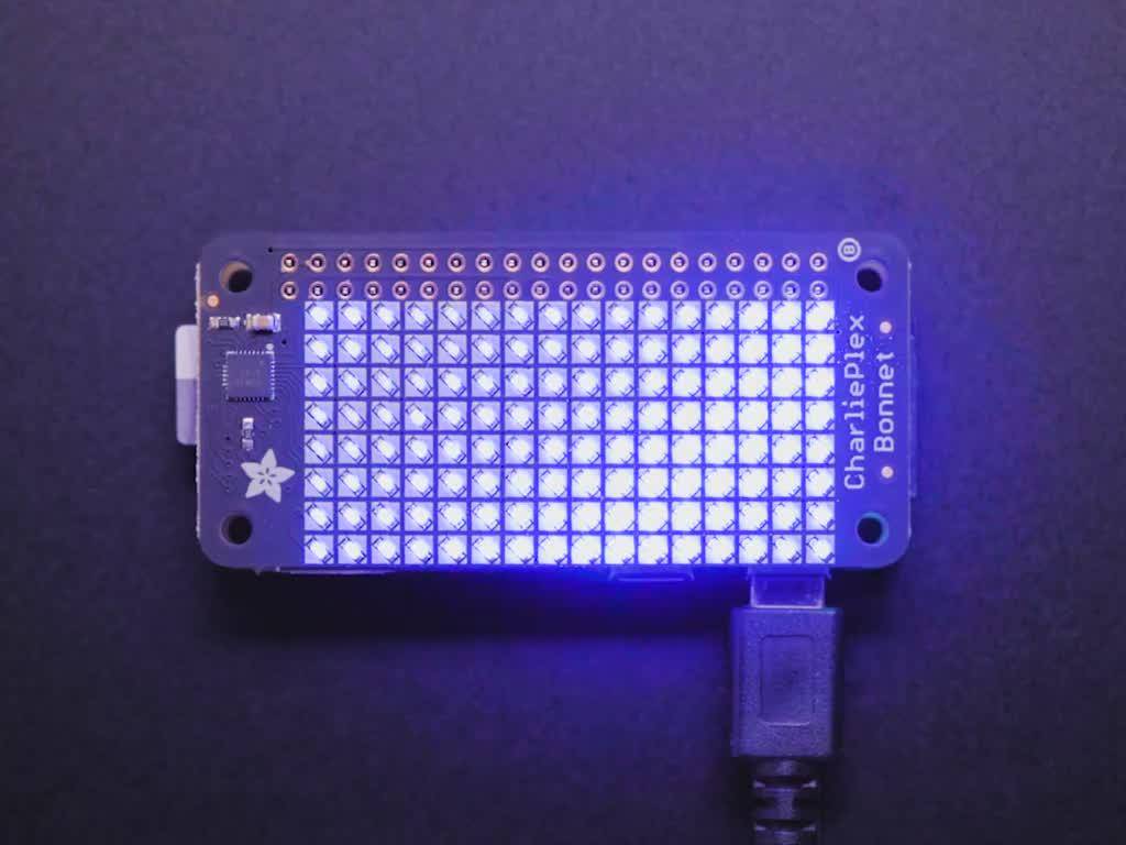 Adafruit CharliePlex LED Matrix Bonnet - 8x16 Blaue LEDs