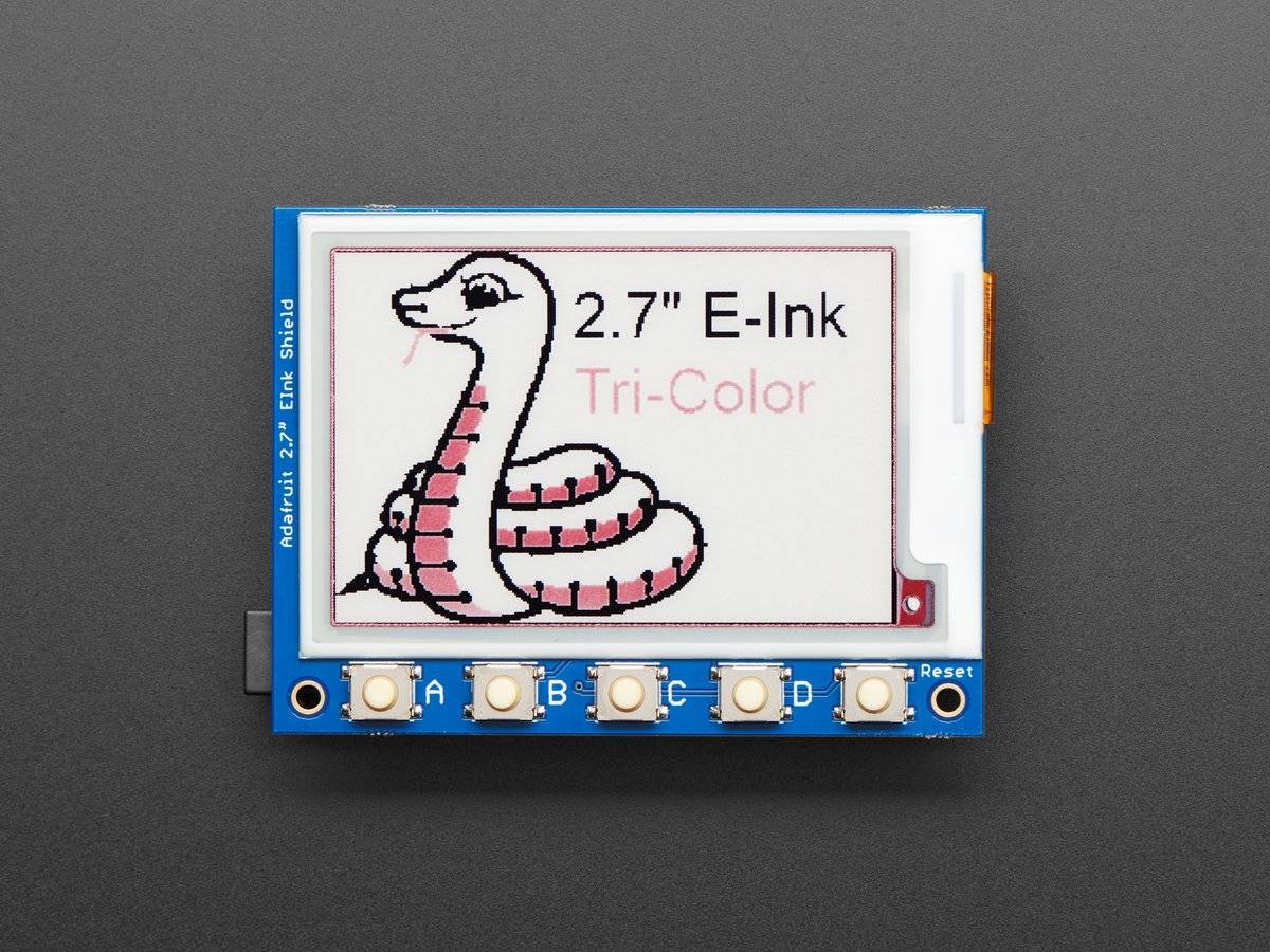 Adafruit 2.7" Tri-Color eInk ePaper Shield with SRAM - Red Black White
