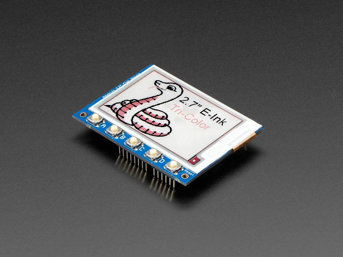 Adafruit 2.7" Tri-Color eInk ePaper Shield with SRAM - Red Black White