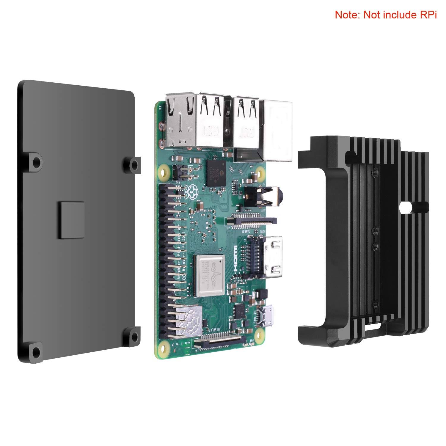 Raspberry Pi 4 Gehaeuse Case aus Aluminium mit Doppellüfter eingebauter Kühlkoer