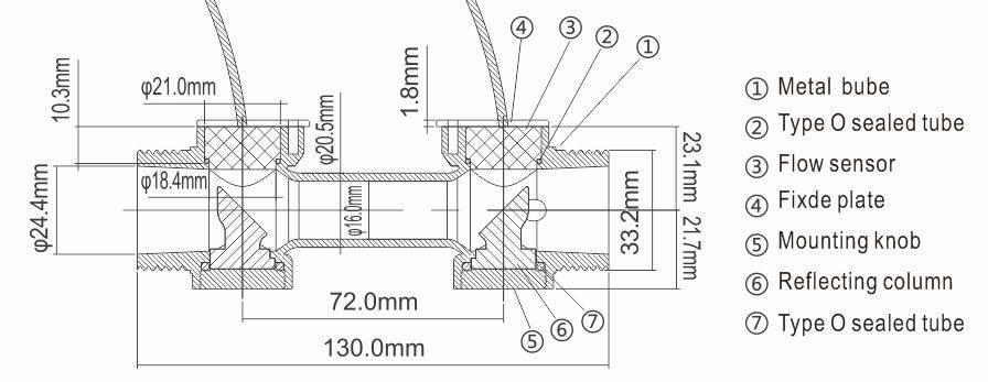 Audiowell Ultrasonic Flow Sensor for Water Meter or Heat Meter DN20, Brass Pipe