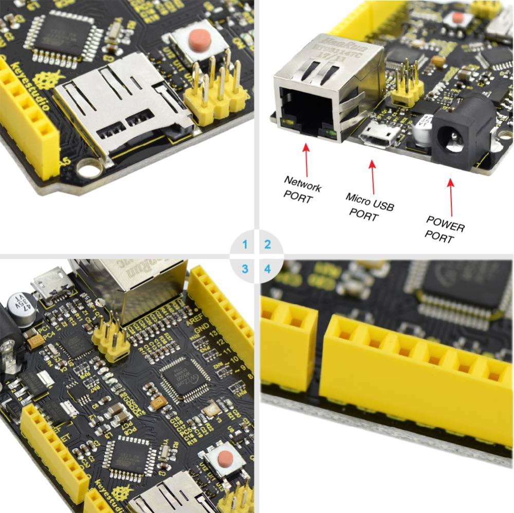 Keyestudio W5500 Ethernet Development Board for Arduino Project (w/o POE)