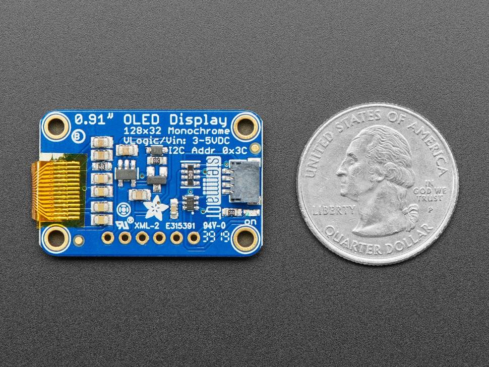 Adafruit Monochrome 0.91inch 128x32 I2C OLED Display STEMMA QT Qwiic 4440
