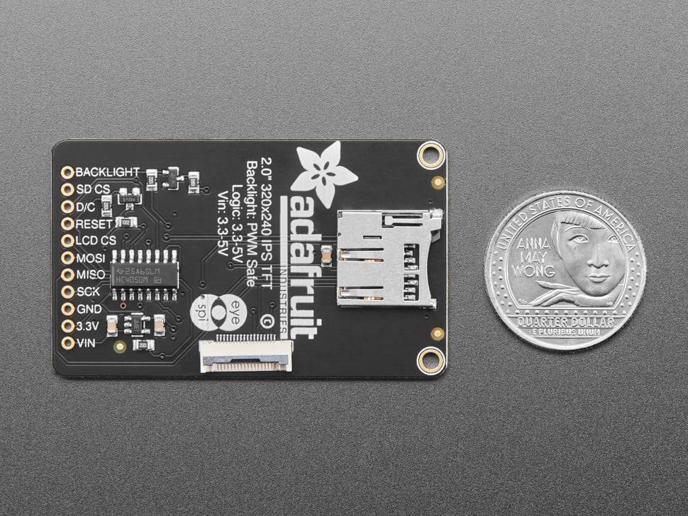 Adafruit 2.0inch 320x240 Color IPS TFT Display with MicroSD Card Breakout EYESPI