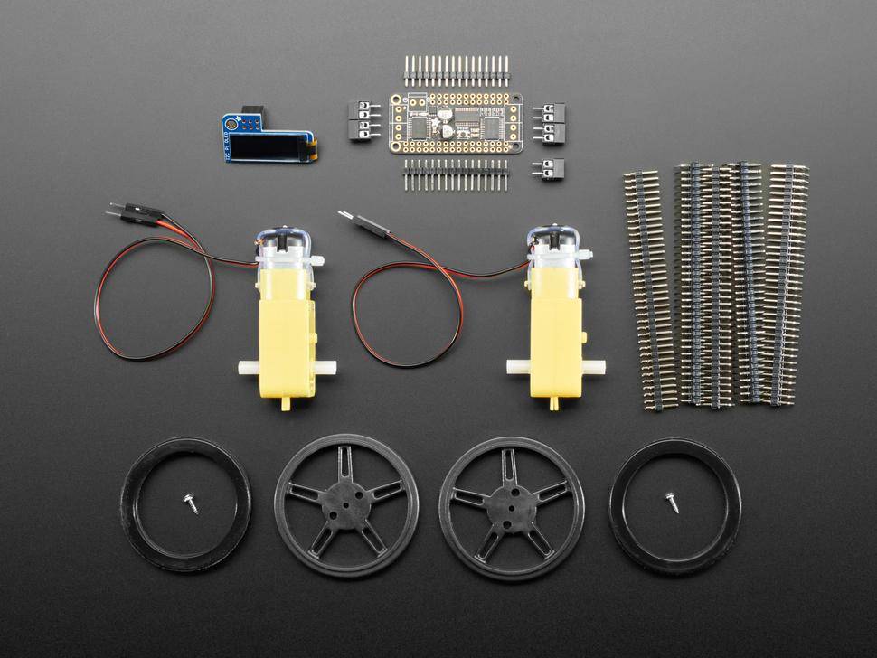 Adafruit Jetbot Teilepaket, DC Gearbox Motoren, TT Motor Wheels, Stepper, FeatherWing, 128x32 OLED