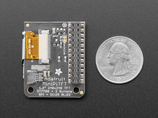 Adafruit Mini PiTFT 1.3" - 240x240 TFT Add-on for Raspberry Pi Qwiic/STEMMA-QT 4484