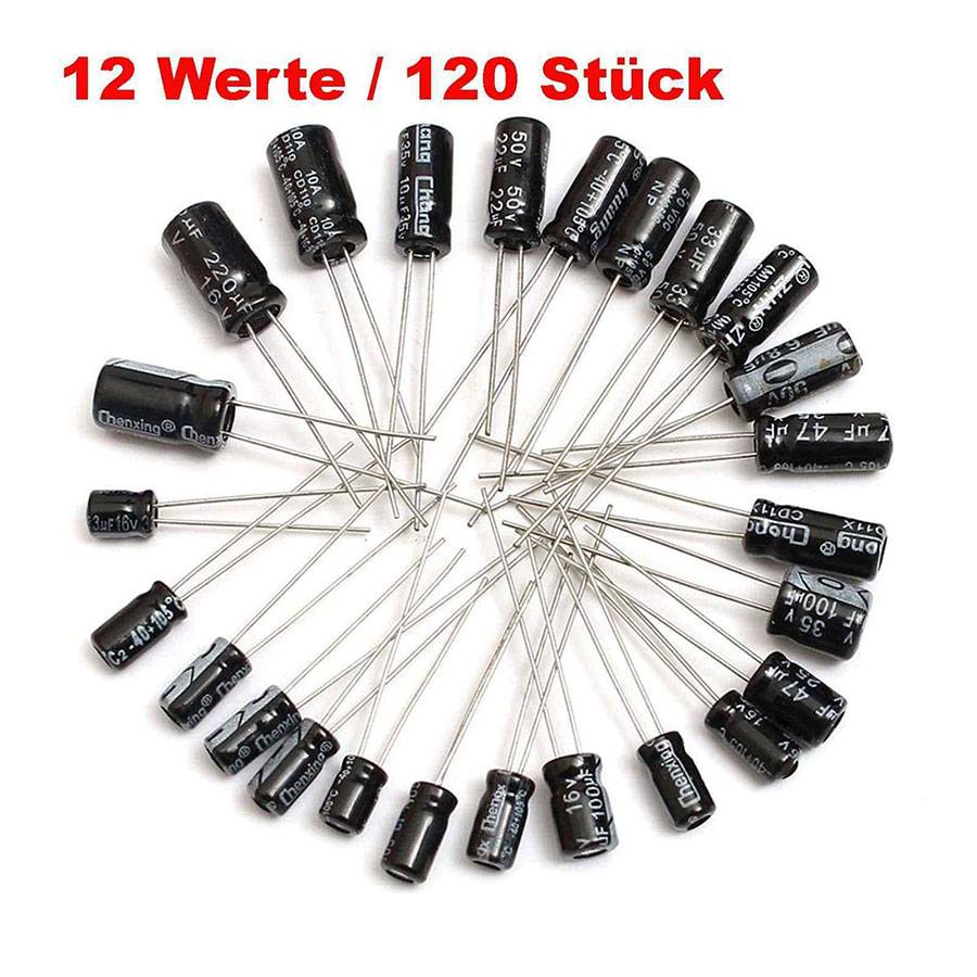 120x ELKO Kondensatoren 0.22uF-470uF ,12 Verschiedene jeder 10 Stück
