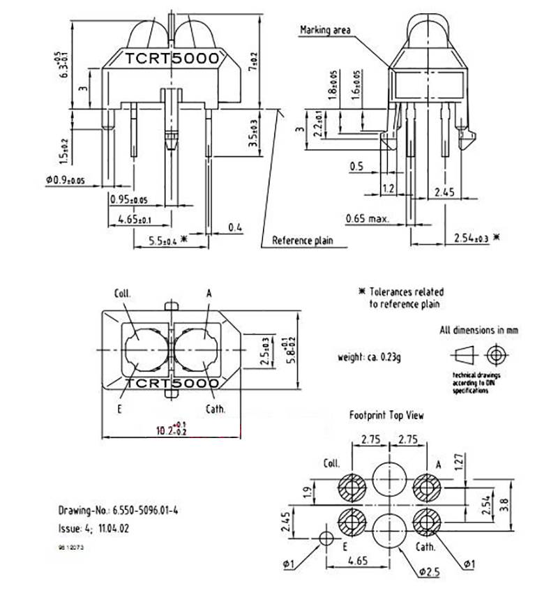10Stk. TCRT5000 Infrarot Reflektierende Sensor TCRT5000L IR 950mm 5V 3A