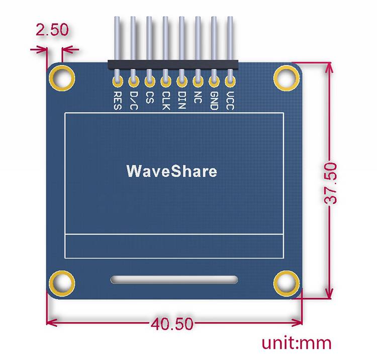 Waveshare 1.3 inch 128x64 OLED SPI I2C Interfaces vertical pinheader SH1106