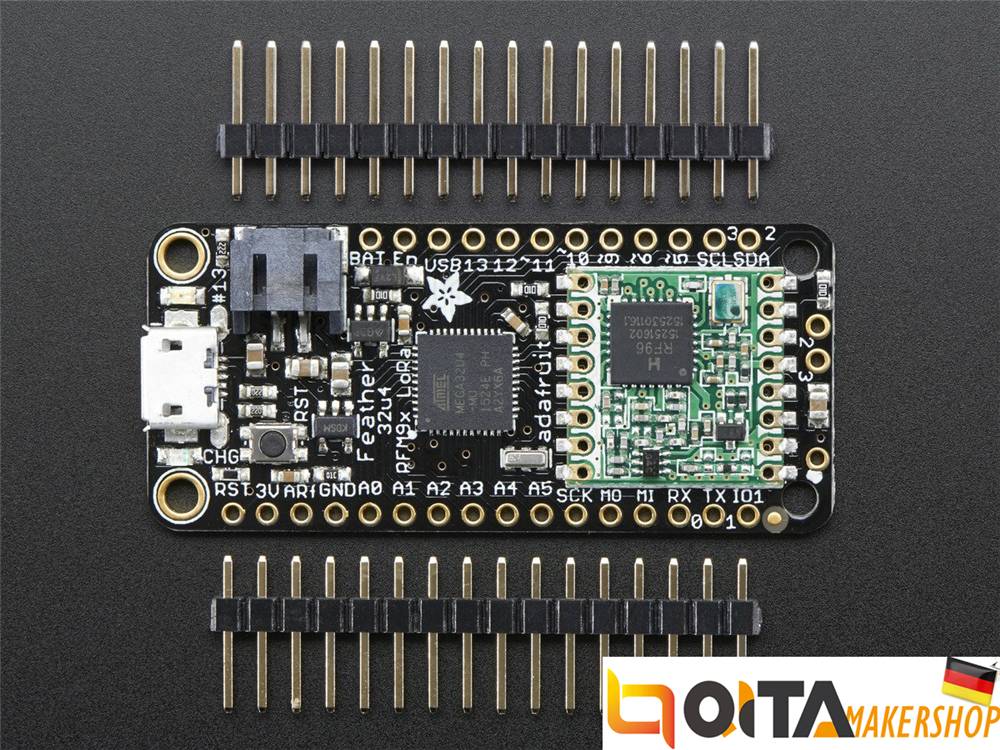 Adafruit Wireless Feather 32u4 RFM95 LoRa Radio - 868 or 915 MHz
