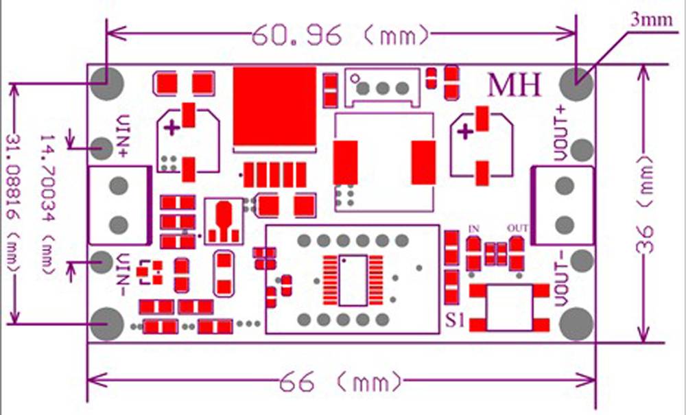 LM2596S DC-DC einstellbarer Step-Down Spannungsregler mit LED-Voltmeter Adjustable Power Modul