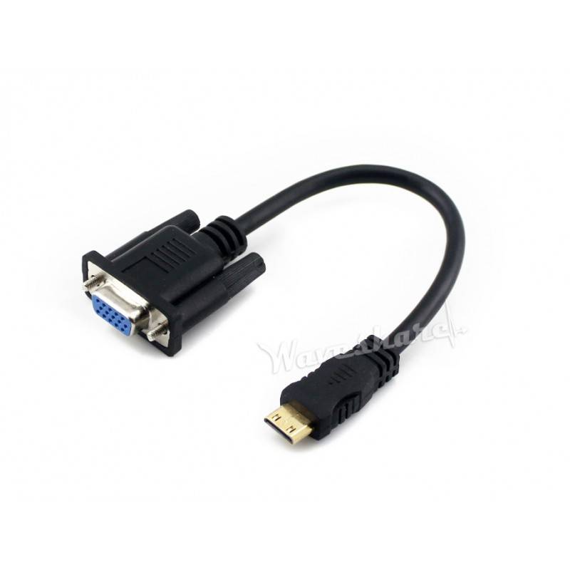 Waveshare Mini HDMI Male to VGA Female Cable for 5-13.3Inch Displays 13860
