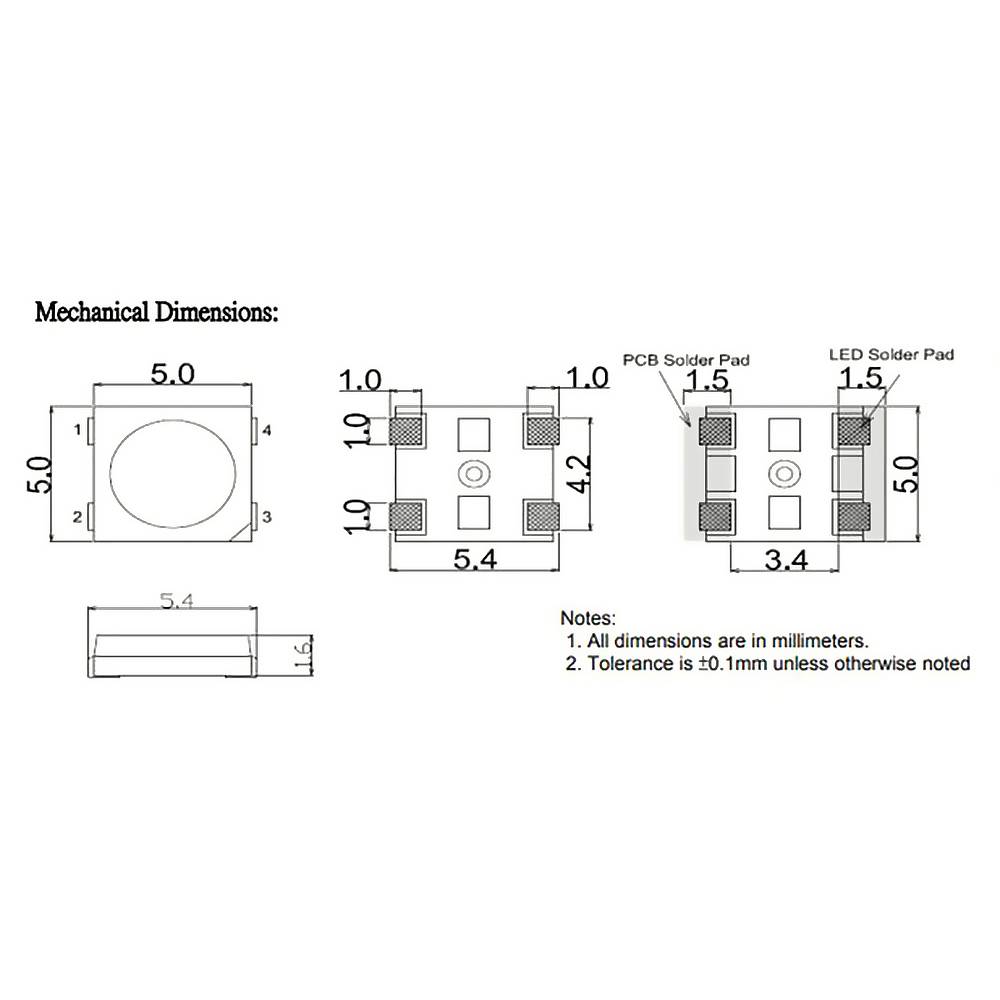 OPSCO 10 x RGB LED with IC SK6812 SMD 5050 4 PIN SK6812-10