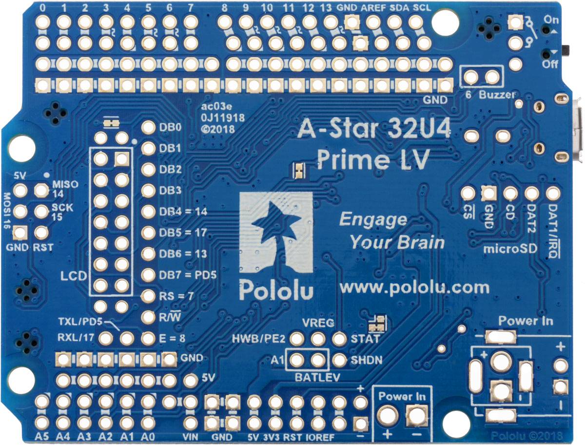 Pololu A-Star 32U4 Prime LV microSD (SMT Components Only)