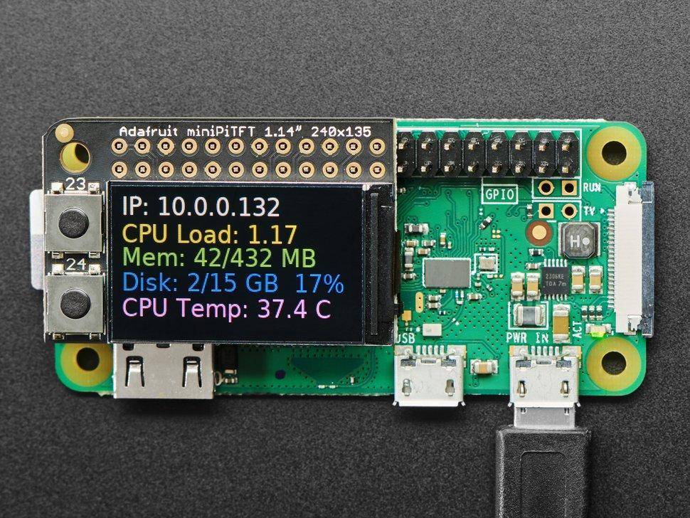 Adafruit Mini PiTFT - Farbiges TFT Add-on für Raspberry Pi, 135x240