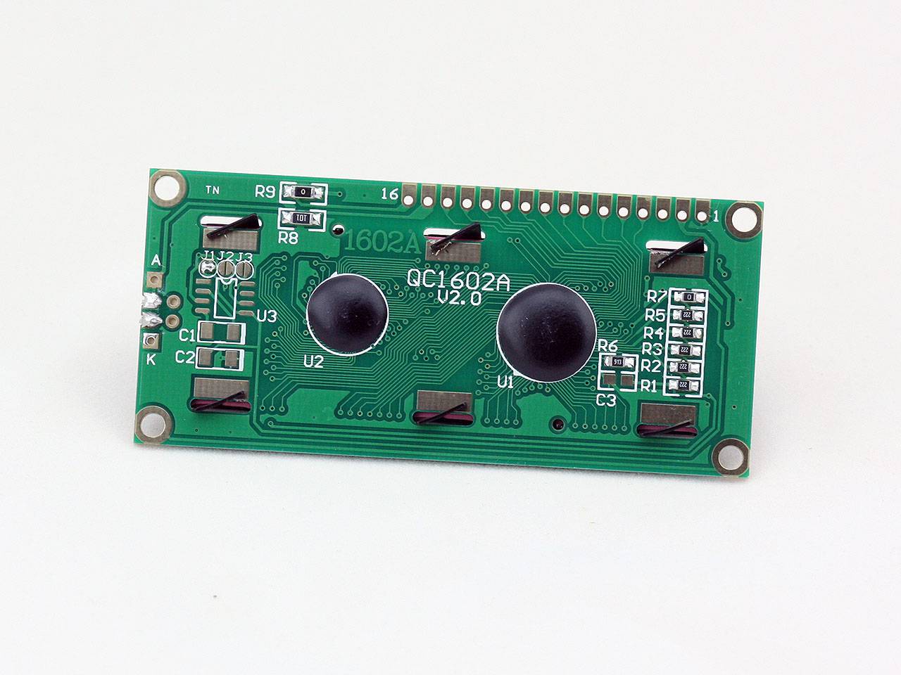 Character 16x2 LCD Display Module 1602 Black on Green 5V Header Strip