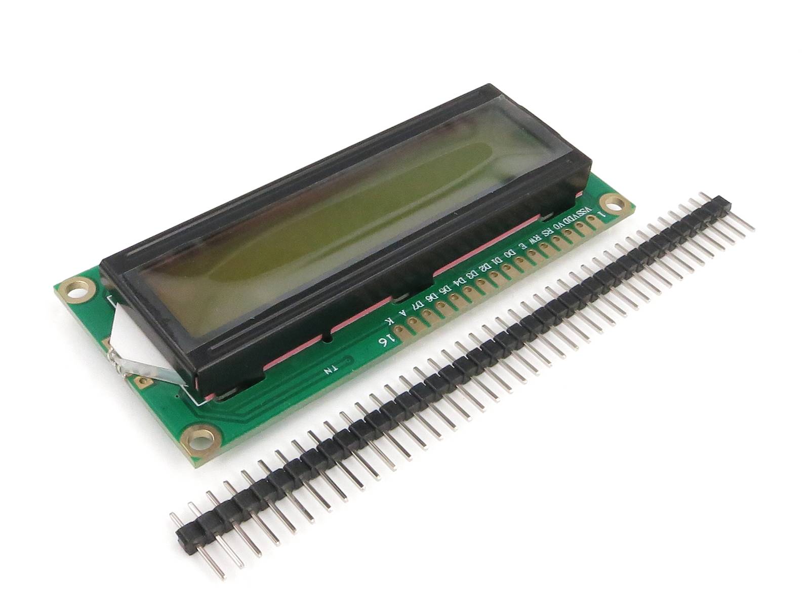 Character 16x2 LCD Display Module 1602 Black on Green 5V Header Strip