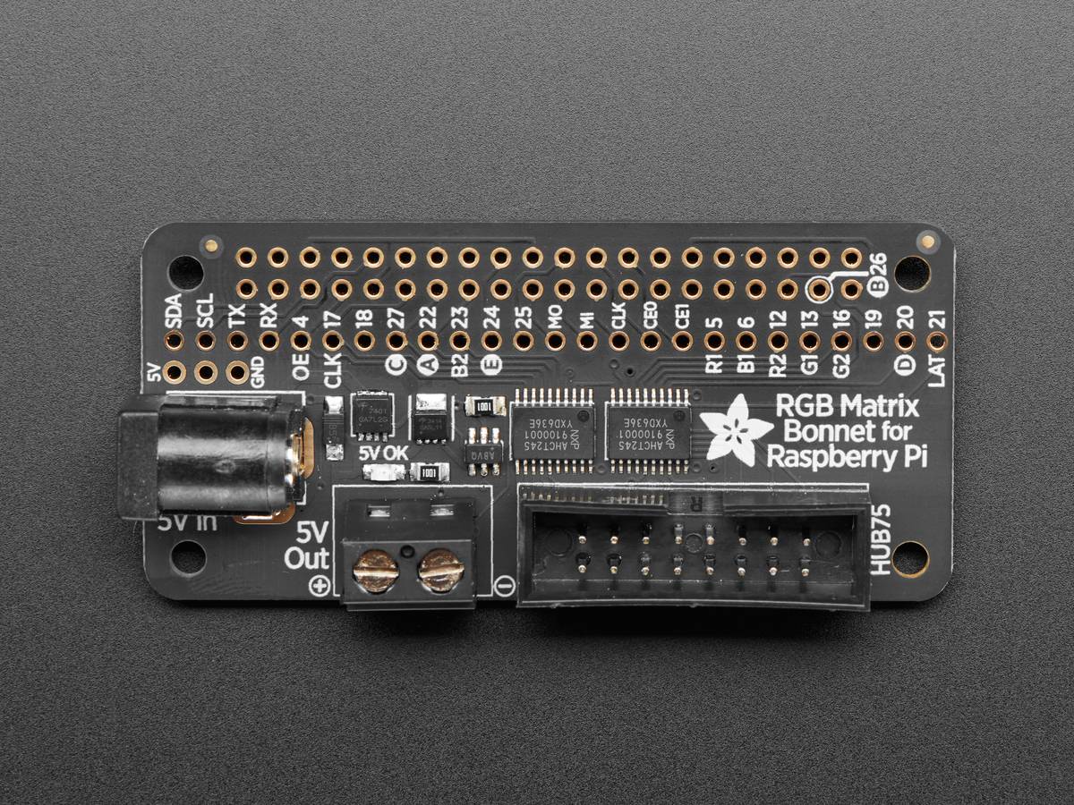 Adafruit RGB Matrix Bonnet for Raspberry Pi, 40-Pin GPIO Header 3211