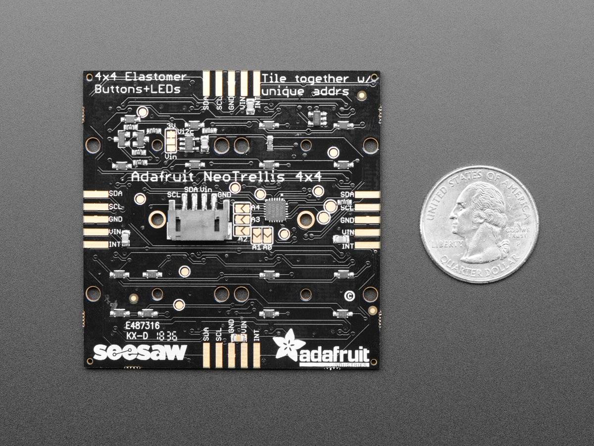 Adafruit NeoTrellis RGB Driver PCB for 4x4 Keypad, I2C Connection up to 32 NeoTrellis boards 3954