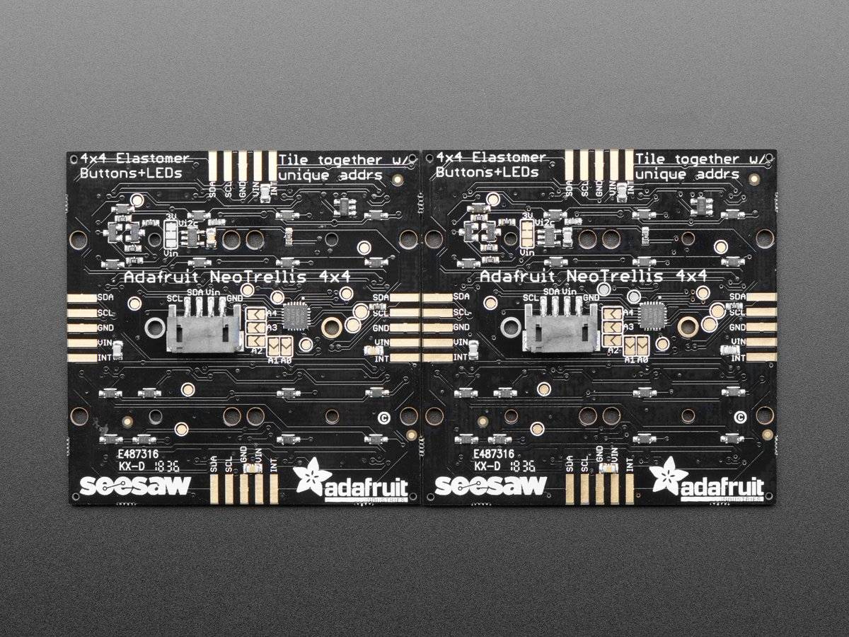 Adafruit NeoTrellis RGB Driver PCB for 4x4 Keypad, I2C Connection up to 32 NeoTrellis boards 3954