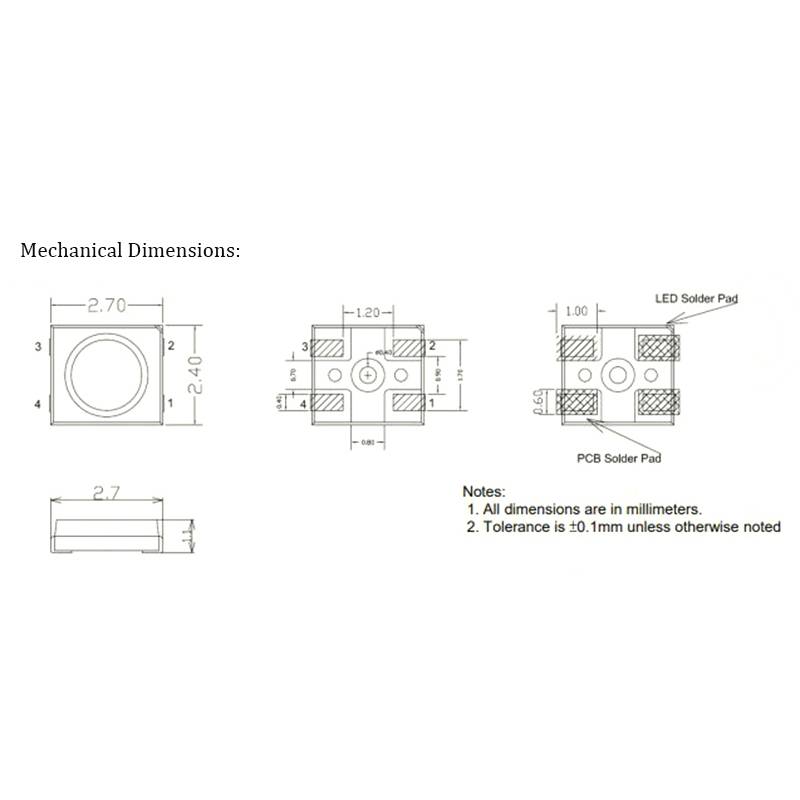 10x Micro 2427 RGB LEDs with Integerated Driver Chip SK6805