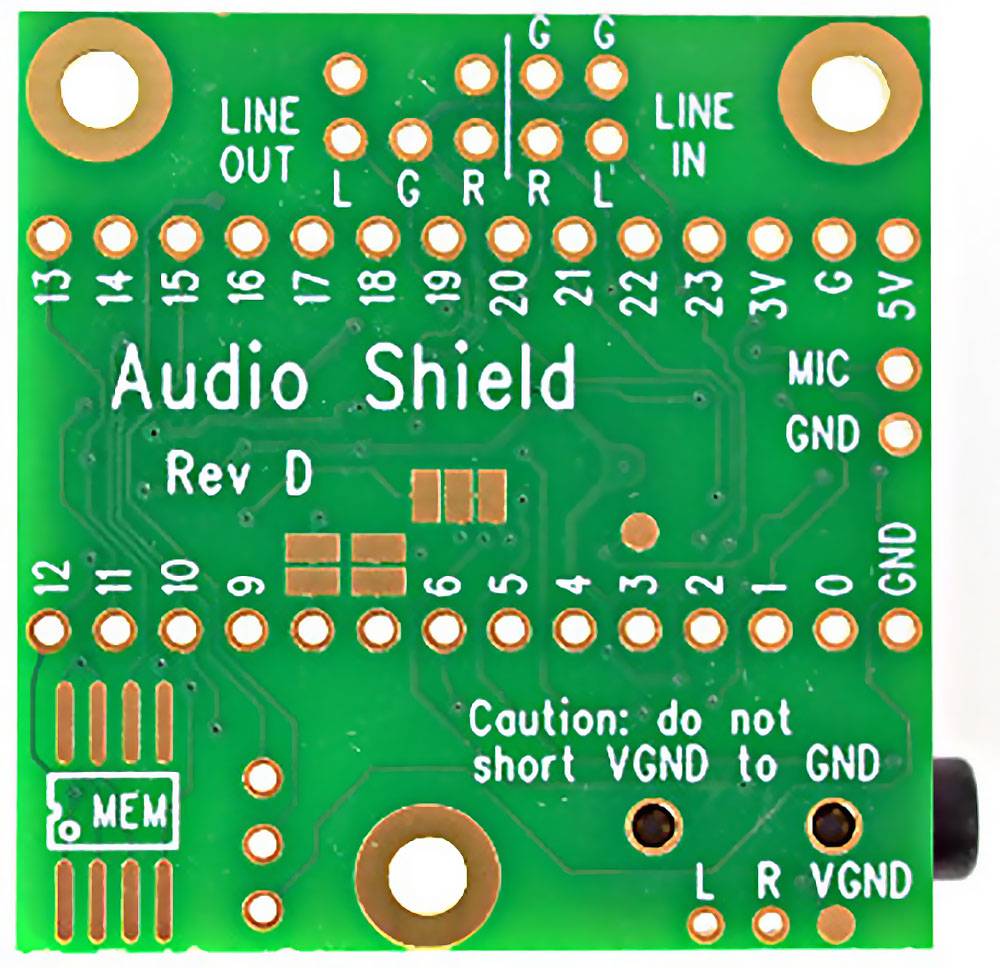 PJRC Audio Adaptor Board for Teensy 4.x (Rev D), 16bit 44.1kHz Stereo with 3.5mm Output TS01013