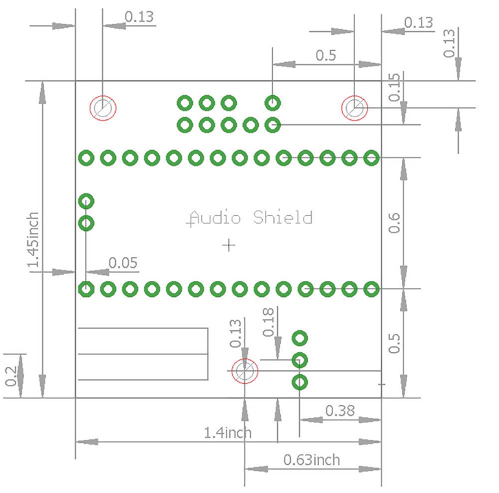 PJRC Audio Adaptor Board for Teensy 4.x (Rev D), 16bit 44.1kHz Stereo with 3.5mm Output TS01013