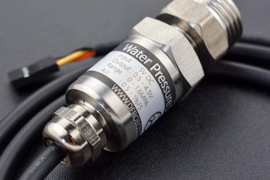 DFRobot SEN0257, Analoger Wasserdrucksensor Gravity, 0-1.6 Mpa, G1/4 Gewinde, IP68, 5V