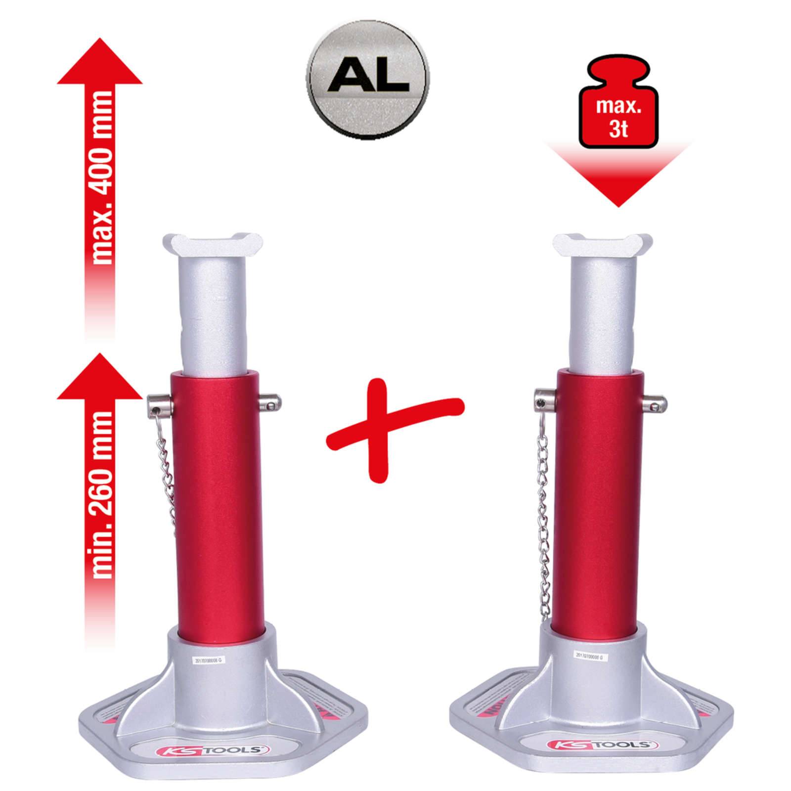 KS-Tools Aluminium-Unterstellbock-Set 160.0315 Böcke, PKW Abstützbock - 2-teilig