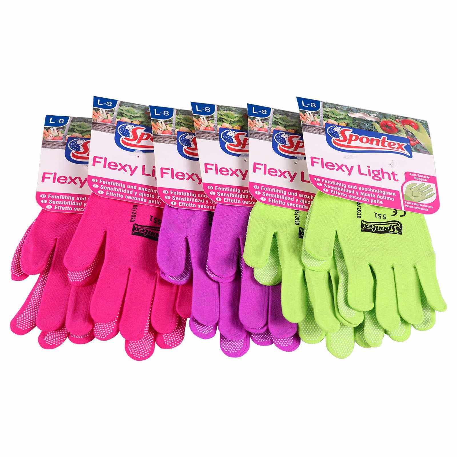 Spontex Gartenhandschuhe Flexy Light 6 Paar - Größe:8