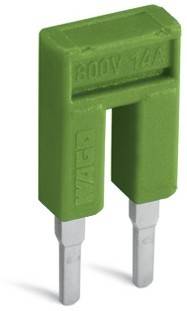 Ein grüner WAGO-Elektroverbinder mit zwei Stiften.