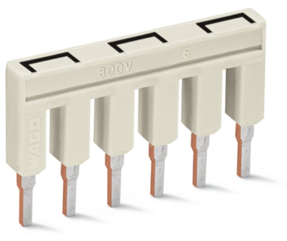 Ein weißer und orangefarbener elektrischer Stecker mit sechs Metallstiften, gekennzeichnet mit '800V' und '6'.